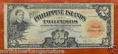 $79.99 • Buy Extremely Rare 1929 2 Pesos Red Seal Philippines Note C11050757C F Victory Note
