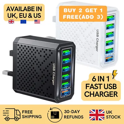 4 Multi-Port Fast Quick Charge USB Hub Main Wall Charger UK Plug Adapter Phone U • £4.98