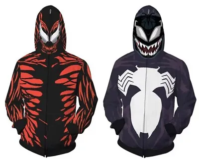 Venom Carnage Hoodie Cosplay Costume Full-Zip Sweatshirt Pullover Jumper Unisex • $25.99