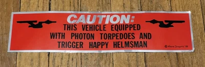 $14.95 • Buy Vintage 1988 Mere Dragons Star Trek Bumper Sticker Photon Torpedoes