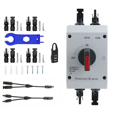 £4.99 • Buy 32A 4Pole 1200V Solar Switch /PV-True DC Enclosed Rotary Isolator+MC4 Connectors