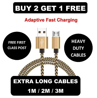 Braided Micro USB Charger Data Cable Lead For SAMSUNG S6 S7 EDGE SONY HUAWEI • £2.55