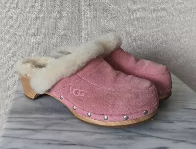 £55 • Buy UGG Mules Clogs Sliders, Outdoor Slippers, Shearling, Pink Suede *VG* Size 5.5