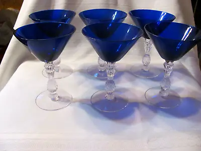 Vintage Morgantown Glass Co. Morgantown Cobalt Ritz Blue #8445 Champagne Goblets • $600