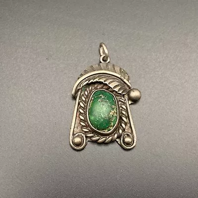 Petite Vintage Navajo Native Turquoise Silver Pendant Charm • $105