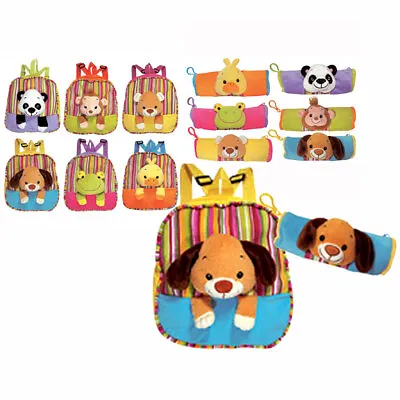 CP Little Kids Animal 3D Head Pop Up Plush Backpack With Pencil Pouch Gift Bag • $10.40