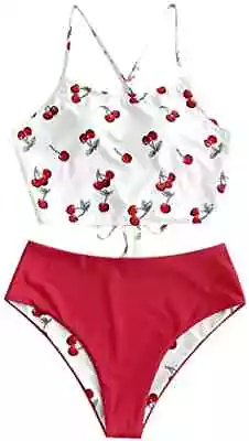 ZAFUL Women High Waisted Bikini Set Sunflower Two Piece Tankini Lace Up Wrap • $12.99