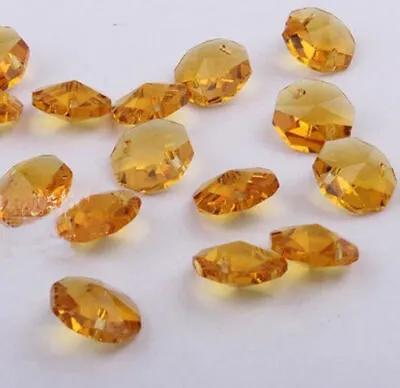 £1.92 • Buy 20pcs 14mm Gold Crystal Octagonal Beads Decoration Crystal Chandelier Parts #01