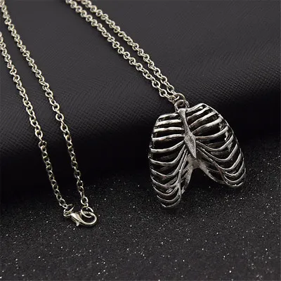 $1.99 • Buy Anatomical Inspired Heart Necklace Human Rib Cage Body Chest Love Pendant Gift