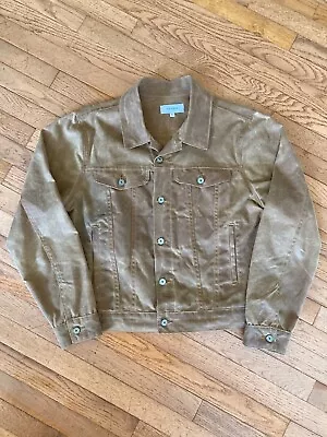 Gustin Waxed Cotton Trucker Jacket Large Tan • $165