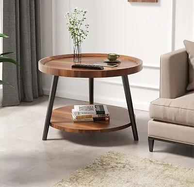 Round Side Table Double-Layer End Table Sofa Side Table Patio Coffee Table • $69