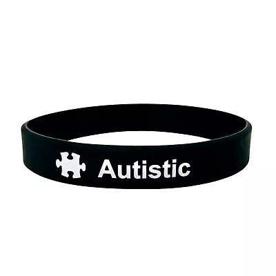 £5.49 • Buy ASD Autism Medical Alert Autism Wristband Silicone Black Bracelet 202mm