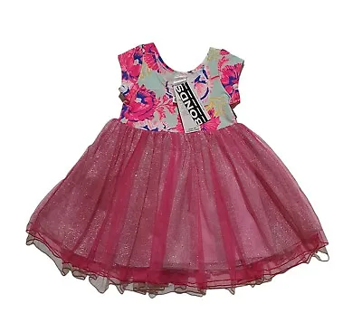 £18.82 • Buy Bonds Size 1 Baby Girls Tutu Dress Gorgeous Pink Metallic Skirt With Floral 💖
