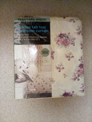£9.99 • Buy New Hidden Tab Top Floral Curtains Size 66  X 72  By Asda