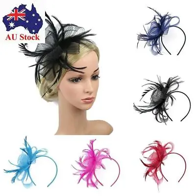 $12.66 • Buy Decor Wedding Cocktail Women Feather Fascinator Headband Large Floral Hair Clip