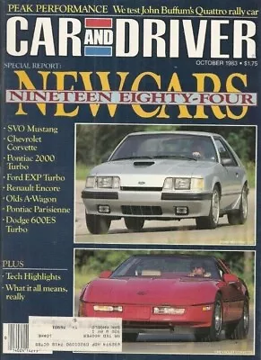 Car & Driver 1983 Oct - Mustang Svo Vette Era 427sc • $9.99