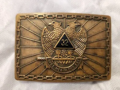 VTG 1979 Masonic Freemason 32nd Degree Scottish Rite Solid Bronze Belt Buckle • $18