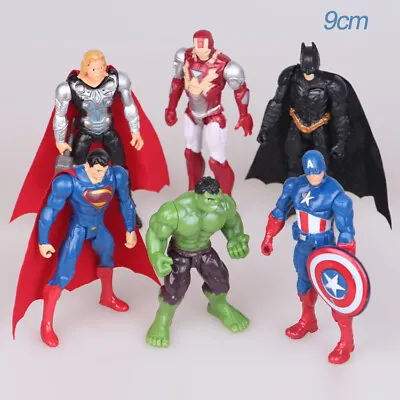 6pcs The Avengers Superman Hulk Mini Action Figures Cake Decor Kids Toy Gifts UK • £9.59