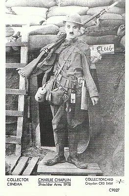 Silent Film Star Postcard -Actor Charlie Chaplin - Shoulder Arms 1918 - Ref U717 • £2.39