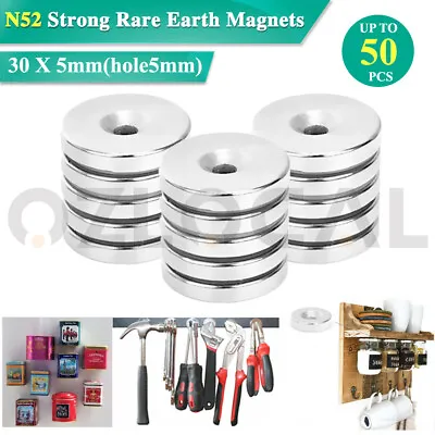N52 Super Strong Magnets Rare Earth Ring Round Cylinder Neodymium Magnet 30x5mm • $130.99