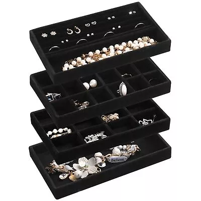 Jewelry Organizer TrayStackable Velvet Jewelry TraysDrawer Inserts Earring ... • $27.05