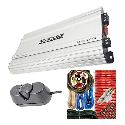 Audiobank P8000.1D Monoblock 8000 WATTS Class D Car Audio Amplifier + 4 Ga Kit • $159.99