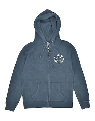 JACK WILLS Womens Zip Hoodie Sweater UK 12 Medium  Navy Blue Cotton AF09 • £15.09