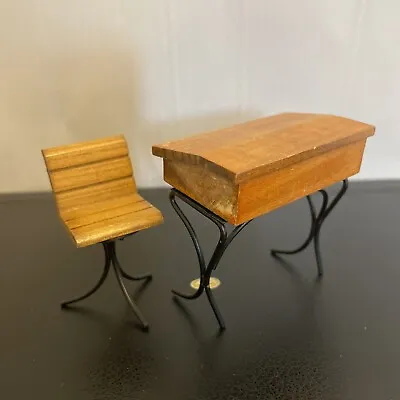 Vintage Wooden School Desk And Chair Set For Doll House Collection Teacher • $40