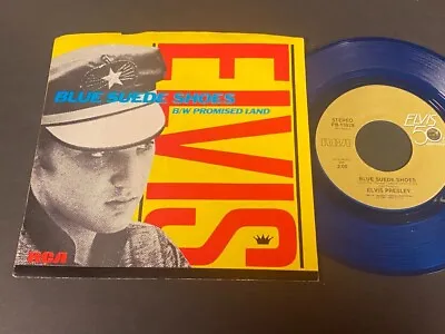 Elvis Presley: Blue Suede Shoes 45 With Picture Sleeve - Blue Vinyl RCA PB-13929 • $14