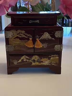 Vintage Oriental Rosewood Jewelry Box • $23.80