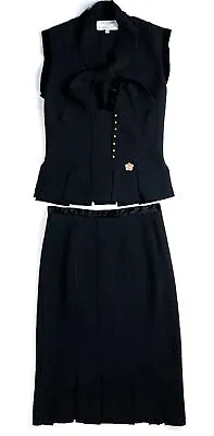 Saint Laurent X Tom Ford Vintage Runway Wool  2 Piece Skirt Top Dress Set Medium • $998