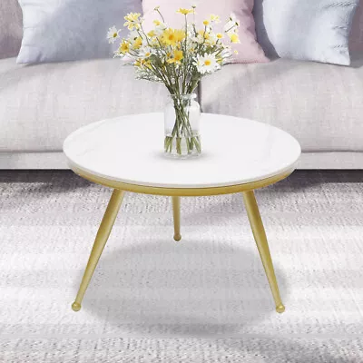 41cm Height Coffee Table Round Nordic Marble Reading Desk White 3*Gold Legs • $96.57