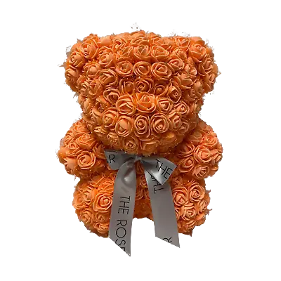 Fun-Size Orange Bear Mini Faux Roses Teddy Bear 10 Inches For Valentine's Day • $69.99