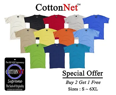 BUY 2 GET 1 FREE CottonNet T-Shirt Round Neck Short Sleeves S-6X • $12.99