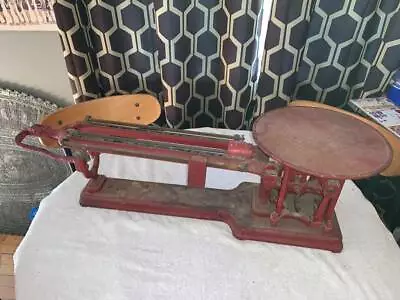 NICE Large Antique Scale Balance Beam Weight Weighing Industrial Kitchen Candy • $279.99