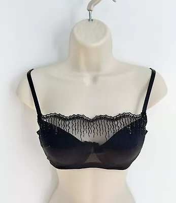 Soma Camisole Bra Sequins Sheer Mesh Bridget Cascade Black Sz 36A • $12