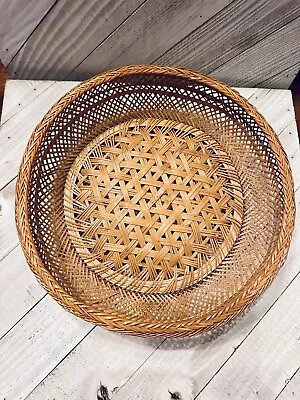 Vintage Rattan Wicker Decorative Basket Kitchen Table Basket Weave • $10