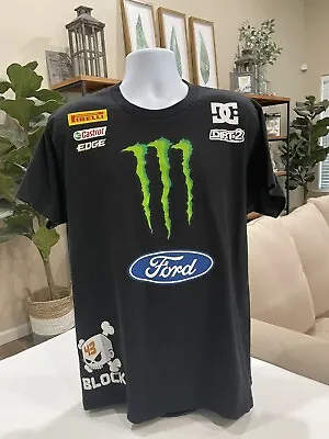 DC Monster Energy Ken BLOCK #43 Rare Black Front & Back Graphic T-Shirt Size XL • $80.99