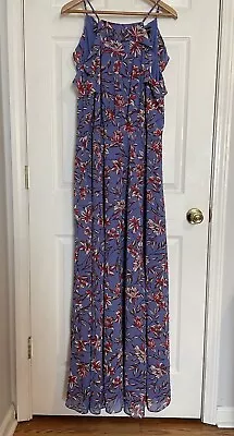 Long Tall Sally Floral Ruffle Maxi Dress Womens Size 14 NWT Halter Lilac/Red  • $34.99