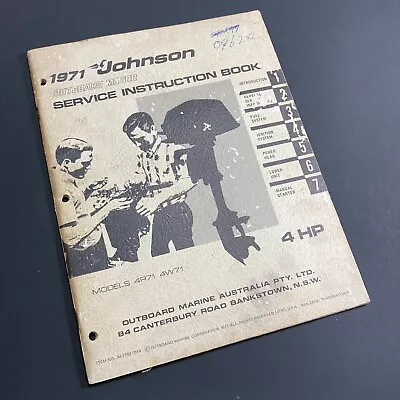 1971 Johnson Outboard Instruction Service Book 4hp Model 4r71 4w71 7102-oma • $40