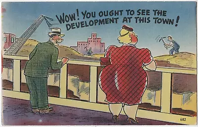 VTG Postcard Comic  Wow! You Ought To See The Development At This Town 1945 • $3.12