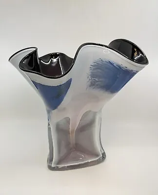 Makora Krosno Poland 12.5” Purple Art Glass Handkerchief Vase • $85