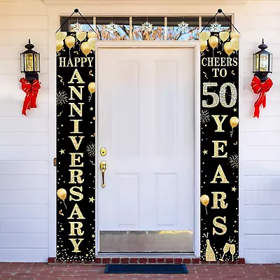 Happy 50Th Anniversary Door Banner Decorations 50 Wedding Anniversary Cheers To • $22.91