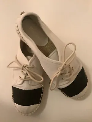 NEW MICHAEL KORS White With Black Stripe Slip-On Sneakers 7.5M • $26