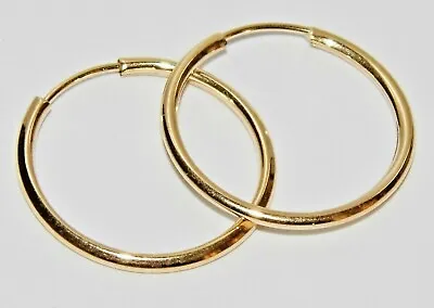 9ct Gold 18mm Sleeper Hoop Earrings 4 Women Ladies Girls Gents Men Boys • £19.95