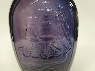 VTG Patriotic Purple Swirly Glass Bottle With Ship T. W. D Eagle And Franklin • $15.03