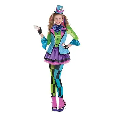 Children's Sassy Mad Hatter Film Character Multicoloured Halloween Fancy Dress • £22.89