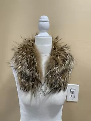 100% Real  Fox  Fur Collar/ Wrap /scarf / Cap Collar /jacket Collar Brown/cream • $29