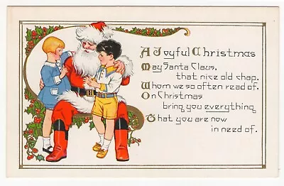 Santa Claus Christmas Vintage Postcard Children Girl Boy Art Deco Era 1920/30s • $5.99