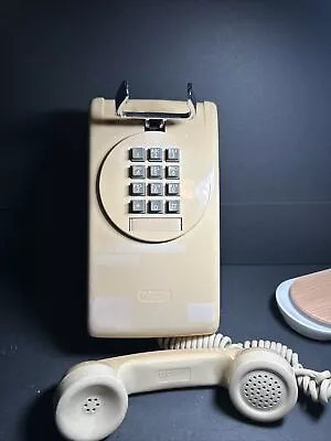 Vtg Beige Wall Mount ITT Telephone Rotary Converted Push Button UNTESTED Phone • $35